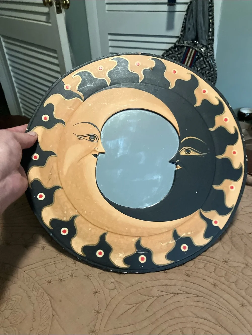 Vintage Handcrafted Celestial Sun and Moon Mirror